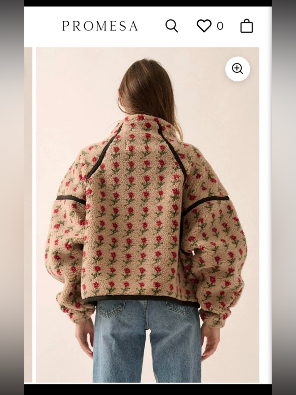 Cozy Teddy Plush Fleece, Oversized, PROMESA, Floral, Half-Zip Pullover, Fall S - Picture 15 of 16